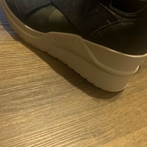 DKNY Men's Black Sneakers with White Soles